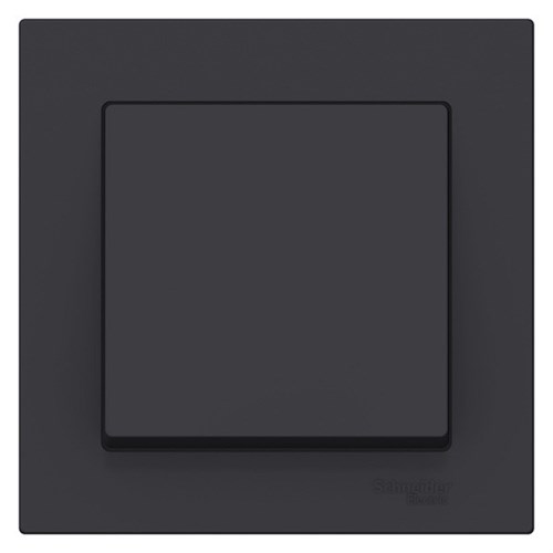 Schneider Electric AtlasDesign Выключатель с рамкой 1-клавишный, 10А (черный карбон) ATN 001 012