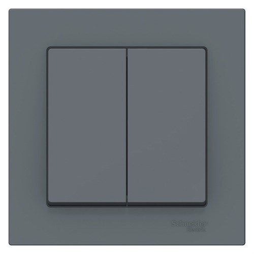 Schneider Electric AtlasDesign Выключатель с рамкой 2-клавишный, 10А (грифель) ATN 000 752