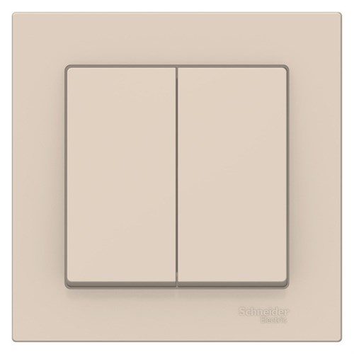Schneider Electric AtlasDesign Выключатель с рамкой 2-клавишный, 10А (бежевый) ATN 000 252