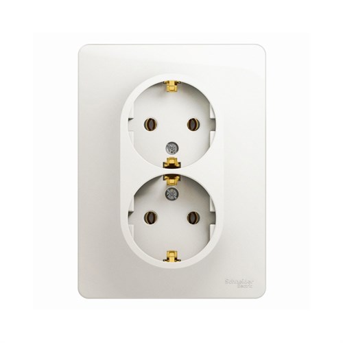 Schneider Electric Glossa Розетка 2-постовая, встраиваемая с заземлением, 16А (перламутр) GSL 000 624