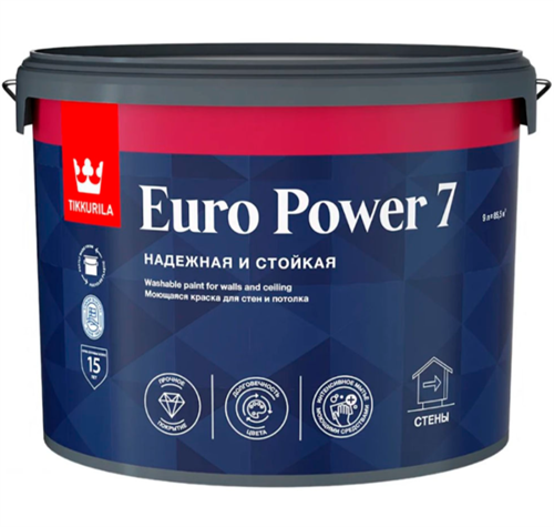 TIKKURILA EURO POWER 7 Интерьерная краска для стен и потолков, база С, 9 л 700001124