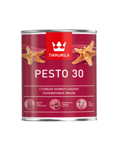 TIKKURILA PESTO 30 Стойкая универсальная полуматовая эмаль, база С, 0,9 л 700001173