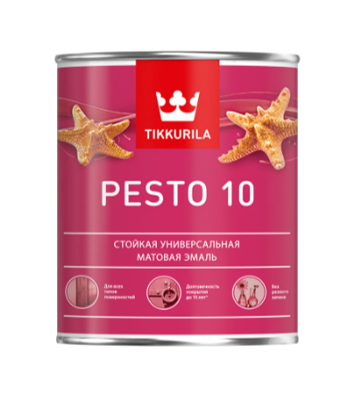 TIKKURILA PESTO 10 Стойкая универсальная матовая эмаль, база С, 0,9 л 700001167