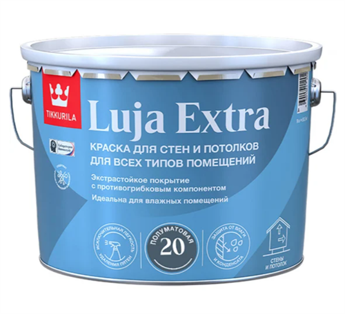 TIKKIVALA Краска экстра-стойкая LUJA EXTRA полуматовая, база А, 9 л 700014025