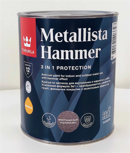 TIKKIVALA Краска по ржавчине METALLISTA HAMMER HC глянц, 0,4 л 710015007