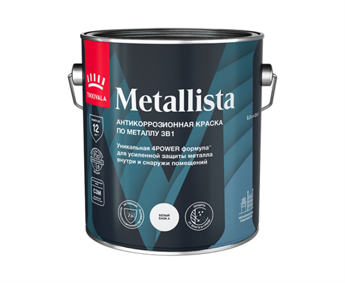 TIKKIVALA Краска по ржавчине METALLISTA, глянц., база A, 2,3 л 710011841