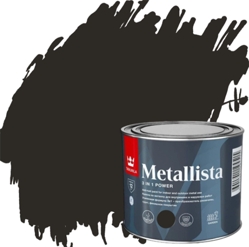 TIKKIVALA Краска по ржавчине METALLISTA черная глянц., 0,4 л 700011741