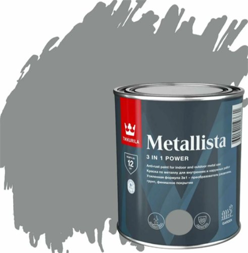TIKKIVALA Краска по ржавчине METALLISTA темно-серый глянц., 0,8 л 700014085