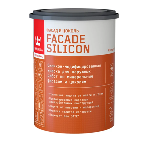 TIKKIVALA Краска фасадная Facade Silicon С, глубокоматовая, база С, 0,9 л 700011477