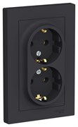 Schneider Electric AtlasDesign Розетка двойная с рамкой с заземлением (карбон) ATN 001 024