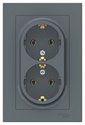 Schneider Electric AtlasDesign Розетка двойная с рамкой с заземлением (грифель) ATN 000 724