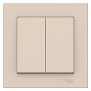 Schneider Electric AtlasDesign Выключатель с рамкой 2-клавишный, 10А (бежевый) ATN 000 252