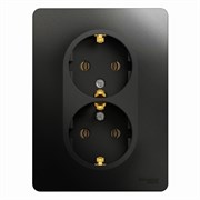 Schneider Electric Glossa Розетка двойная с заземлением без шторок, 16А (антрацит) GSL 000 724