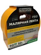 HOWARD Малярная клейкая лента WASHI LUX DEL УФ до 7 дн/120С, желтая, 25 мм х 50 м LUX2550HW822А