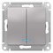 Schneider Electric AtlasDesign Выключатель 2-клавишный с индикатором, 10А (алюминий) ATN 000 353