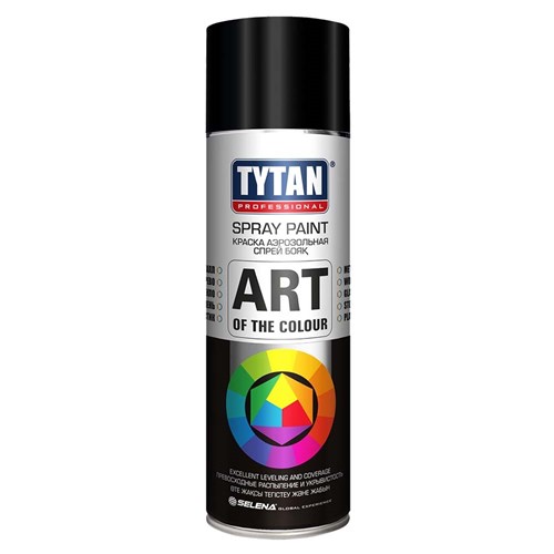 TYTAN PROFESSIONAL Краска аэрозольная черная матовая, RAL 9004, 400 мл 27484V08-черный - фото 14935