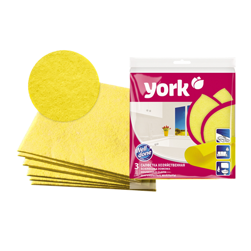 YORK Салфетка хозяйственная желтая, 35х35, 5 шт/уп 020020-желтый