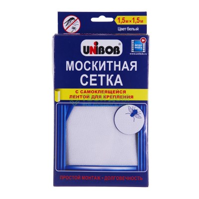 UNIBOB Сетка москитная самоклеящаяся для окон 1.5 x 1.5 м, белая 42717