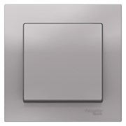 Schneider Electric AtlasDesign Выключатель с рамкой 1-клавишный, 10А (алюминий) ATN 000 312