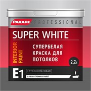 PARADE SUPER WHITE E1 Краска для потолков белая (база А), 2,7 л 0005879