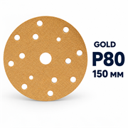 SUNMIGHT Шлифовальный круг GOLD B312TV золотистый на липучке, 15 отверстий, 150 мм, P80 44306-1