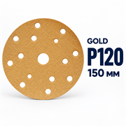 SUNMIGHT Шлифовальный круг GOLD B312TV золотистый на липучке, 15 отверстий, 150 мм, P120 44308-1